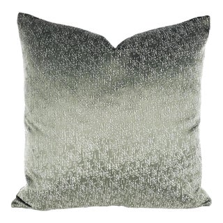 Jane Churchill Twilight in Aqua Pillow Cover - 20" X 20" Silver Sage Velvet Cushion Case For Sale