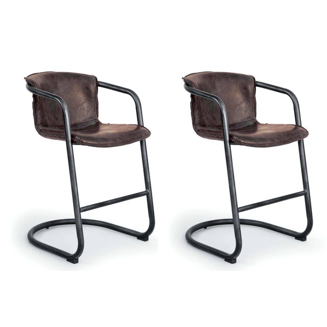 Brown Regina Andrew Axl Leather Counter Stool, Distressed Whiskey - Set of 2 For Sale - Image 8 of 8