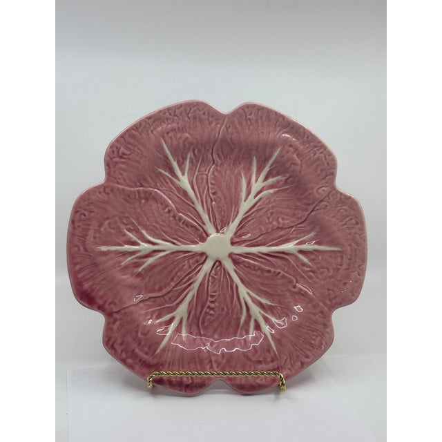 Pink Bordallo Pinhiero Pink Cabbage Plates- Set of 2 Plates For Sale - Image 8 of 9
