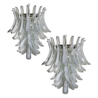 Italian Murano Glass Petal Chandeliers, Murano, Set of 2 For Sale