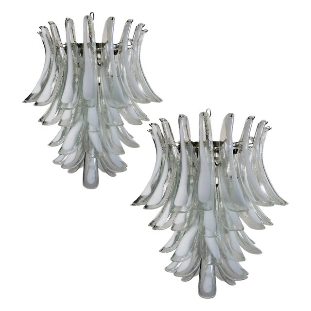 Italian Murano Glass Petal Chandeliers, Murano, Set of 2 For Sale