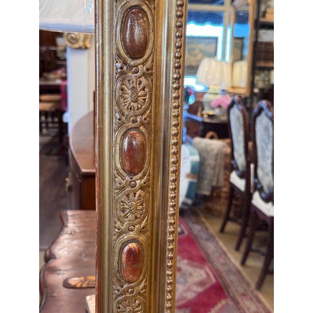 Wood 19th Century French Mirror With Crest For Sale - Image 7 of 11