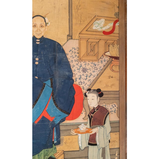 19th Century 19th Century Large Chinese Ancestor Portrait Painting on Paper For Sale - Image 5 of 14