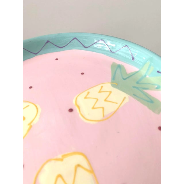 A vintage ‘Pineapples’ pattern Susan Painter studio pottery Serving platter dish plate, handmade and hand painted. It is...