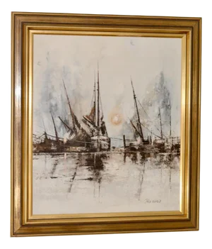 Kris Ewald, Boats, 1970s, Oil on Canvas, Framed