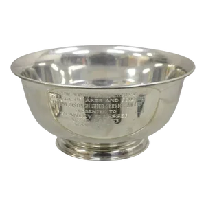 Vintage Queen Art Pewter Silver Plated Award Bowl Ny University Arts & Science