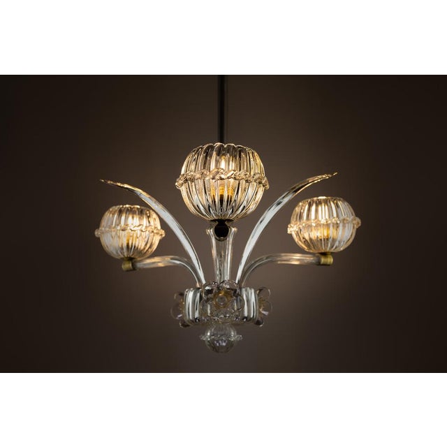 Art Deco Murano Glass Chandelier from Barovier & Toso, 1940s For Sale - Image 4 of 14