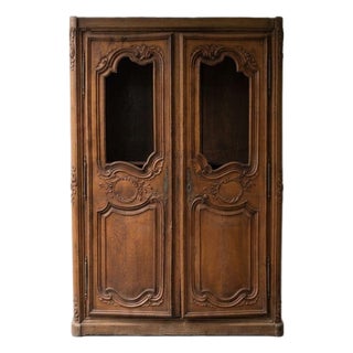 French Provincial Louis XV Style Armoire / Display Cabinet For Sale