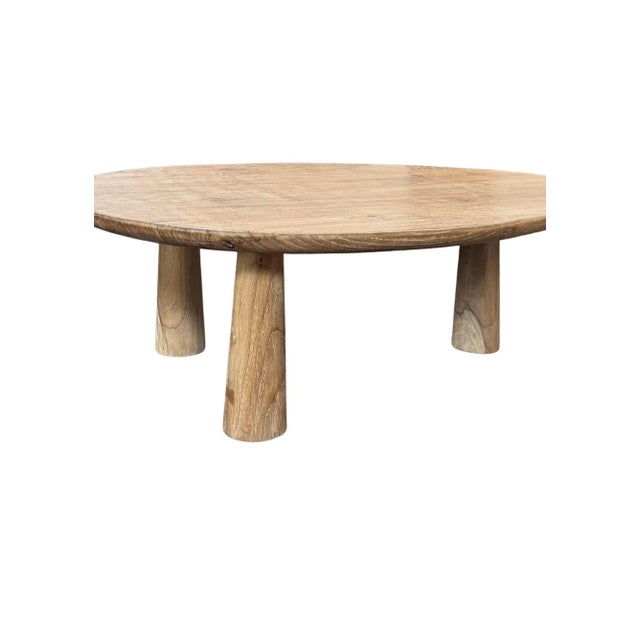 Wood Sculptural Teak Wood Side Table — Natural Finish, Three-Leg Form For Sale - Image 7 of 8