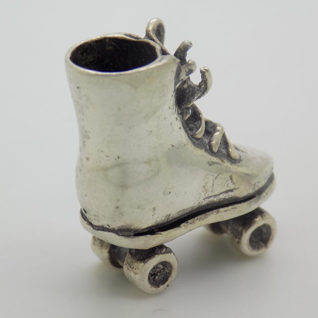 Vintage Italian Handmade Genuine Silver Rare Roller Skate Dollhouse Miniature Figurine For Sale - Image 4 of 9