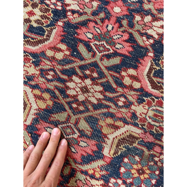 1920's Antique Halvai Bidjar Boteh Border With Lime Green Runner Rug 3.6 X 17.7 For Sale - Image 4 of 12