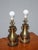 Pair of Vintage Mid Century Metal Table Lamps Lights W Lamp Shades For Sale - Image 4 of 11