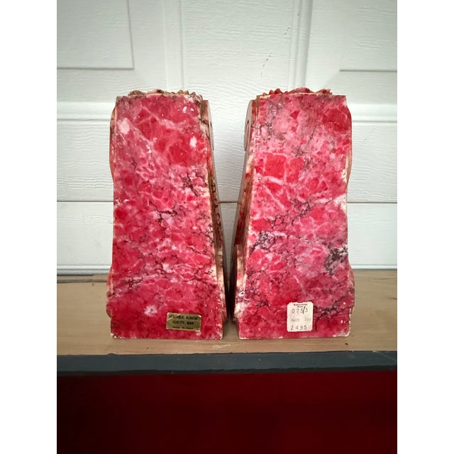 Stone Late 20th Century Pink Italian Alabaster Scroll Bookends For Sale - Image 7 of 11