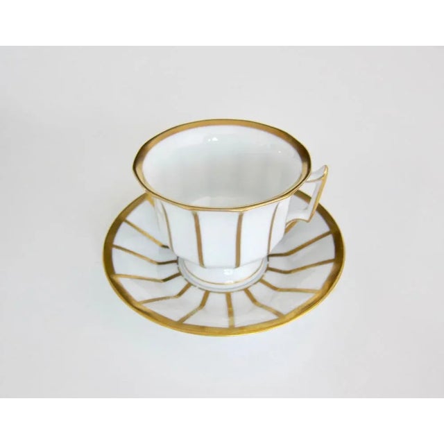 Tea Service for 10 in Hand-Painted Porcelain by La Porcelaine De Baudour, Belgium, 1940s, Set of 31 For Sale - Image 4 of 9