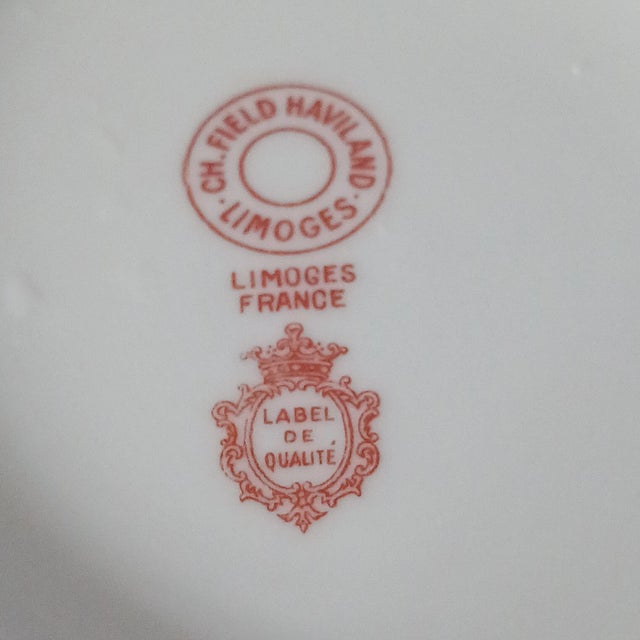 1940s Charles Field Haviland Limoges French Porcelain Cups and Saucers Set With Creamer- 5 Pieces For Sale - Image 9 of 12