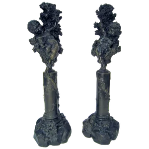 Italian Bronze Cherub/ Putti Candlesticks - a Pair