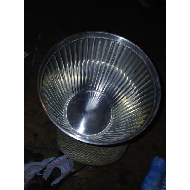 1990s Vintage 90s Chrome Plated Fluted Metal Trash Bin Wastebasket For Sale - Image 5 of 6