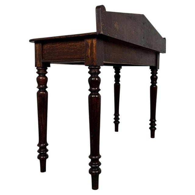 Brown 19th Century English Antique Oak Side Table with Gallery Back For Sale - Image 8 of 11