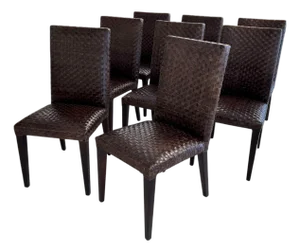 Italian Leather Dining Chairs by Stone International, Set of 8
