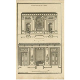 Neufforge, Pl. 2 Architecture Illustration of a Dining Room and Lounge, Print For Sale