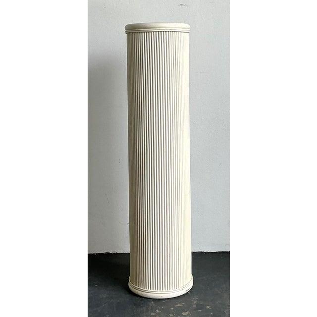Vintage White Painted Rattan Pedestal For Sale - Image 4 of 13
