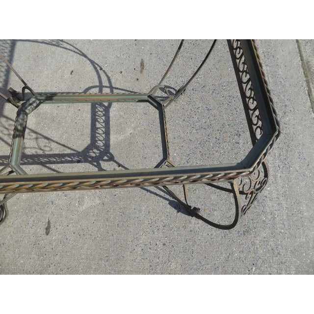 Vintage French Wrought Iron and Mahogany Coffee Table, 1940s, in Flawless conditions. Designed 1920 to 1949