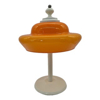 Space Age Table Lamp with Orange Glass Shade, Europe, 1970s For Sale