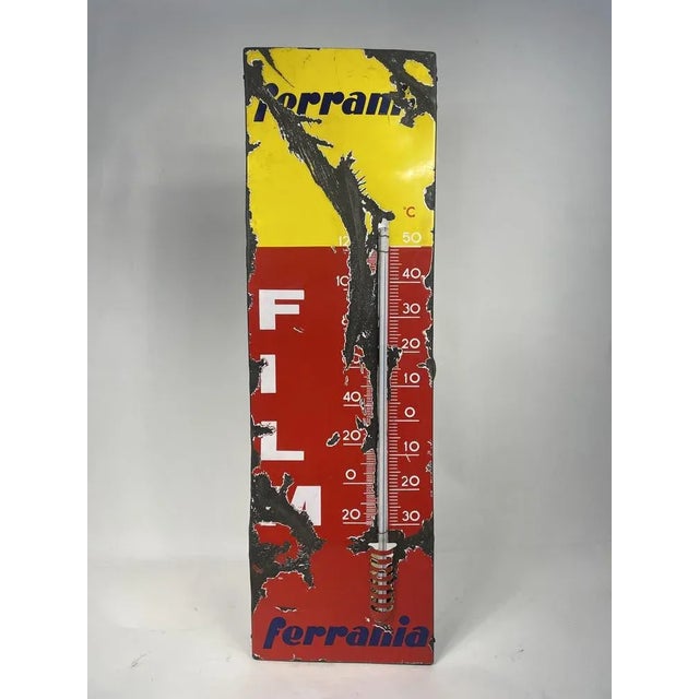 Enamelled Advertising Teacher with Ferrania Thermometer, 1950s For Sale - Image 10 of 10