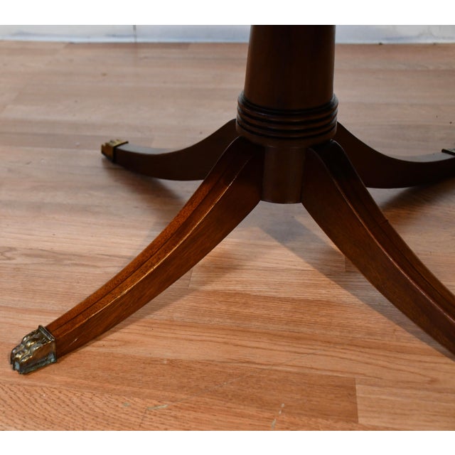 Wood 1920 Antique Hekman English Regency Mahogany Banded Satinwood Inlay Coffee Table For Sale - Image 7 of 10