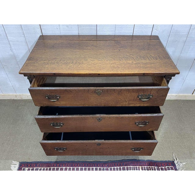 Wood Late 19th Century English Oak Chest of Drawers For Sale - Image 7 of 17
