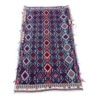 1960s Tribal Style Turkish Oushak Cicim Kilim Rug For Sale