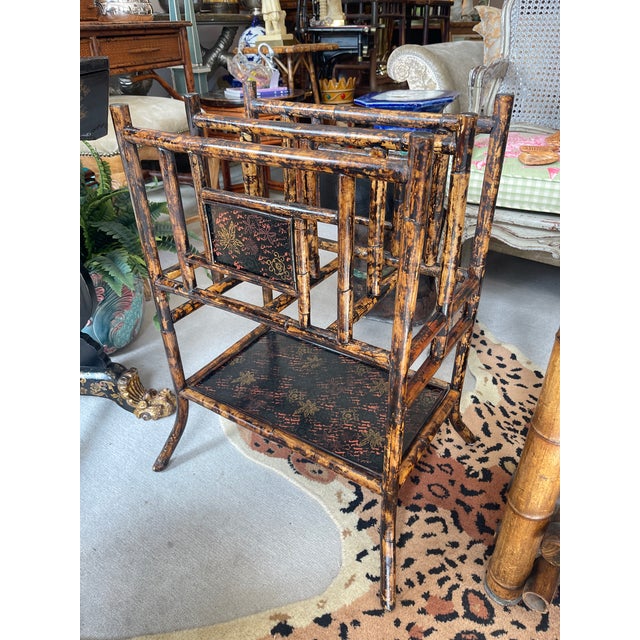 Antique British Colonial Magazine Rack, Bamboo & Lacquer, 1890s For Sale - Image 9 of 17