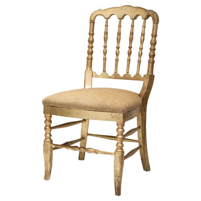 Napoleon III Style Chiavari Solid Wooden Hand-Crafted Gold Leaf Chair, France, 1960s For Sale