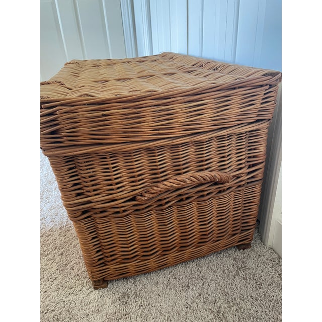 Vintage Large Wicker Storage Trunk For Sale - Image 9 of 10