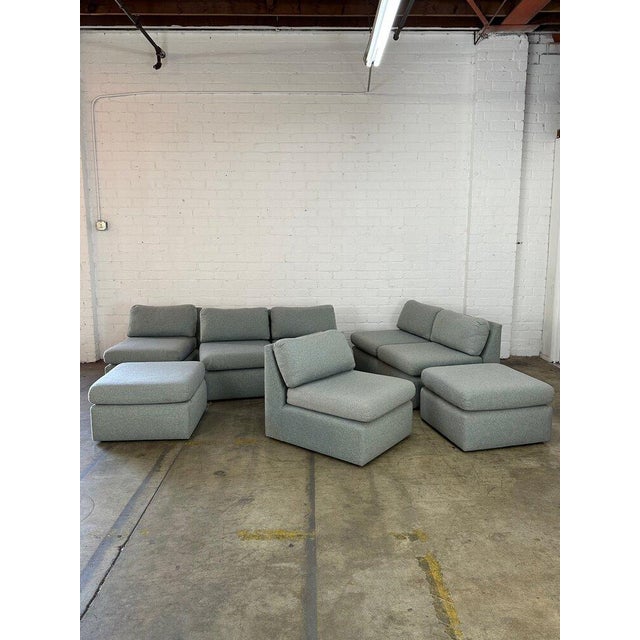 Early 20th Century Vintage Modular Sectional in Blue Chairish