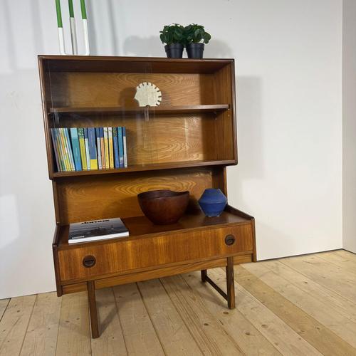 Mid-Century Scandinavian Teak Bookcase with Glass Doors For Sale - Image 6 of 13