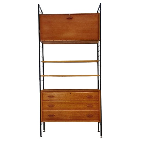 Vintage Free Standing Modular Unit Shelving System by Staples Ladderax, 1960s For Sale