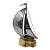 1970s Brutalist Metal Sailboat Sculpture on Onyx Base by DeMott - Set With Original Tag For Sale