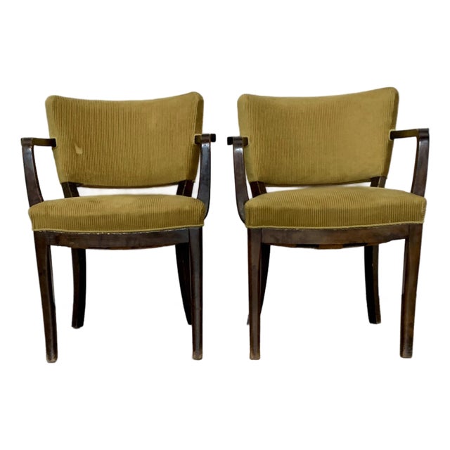 A Pair of Stained Velvet Armchairs Attributed to Fritz Hansen 1930s For Sale