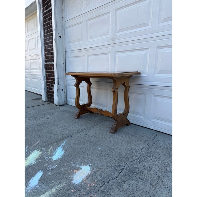 Late 20th Century Vintage French Louis XV Style Carved Wood Console Table With Marble Top For Sale - Image 5 of 12