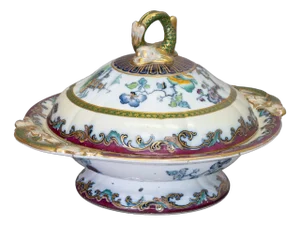 Antique Lidded Dish, 1860, Set of 2