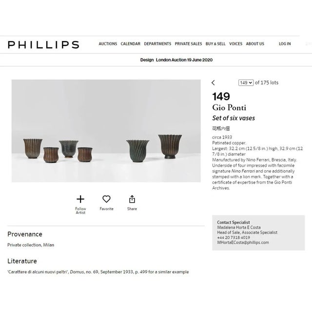 Metal Italian Art Deco Copper Vase by Gio Ponti for Nino Ferrari, 1930s For Sale - Image 7 of 8