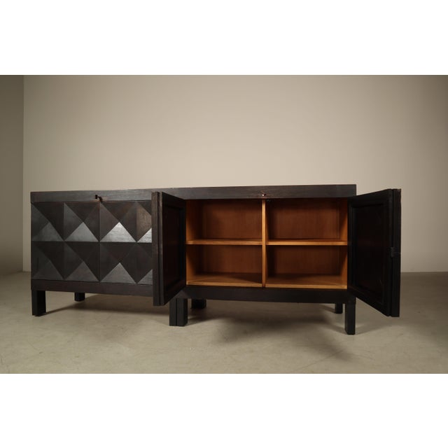 Wood Brutalist Ebonized Sideboard by Jean Batenburg for Mi Belgium, 1960s For Sale - Image 7 of 18