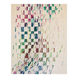 "Imprints / Green Pink Blue Yellow Brown" Large Abstract Oil Painting by Simon Findlay For Sale