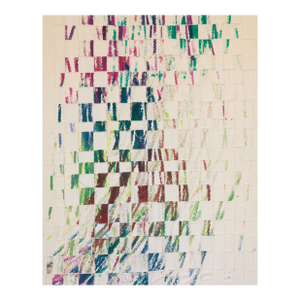 "Imprints / Green Pink Blue Yellow Brown" Large Abstract Oil Painting by Simon Findlay