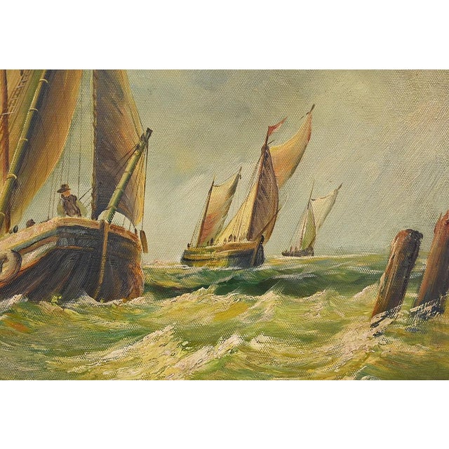 Albert Hess, Sailboats on a Rough Sea, 1950s, Canvas For Sale - Image 11 of 18
