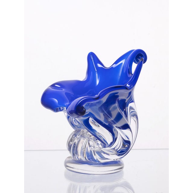 Blue Hand-Shaped Glass Vase, 1970s For Sale - Image 4 of 6