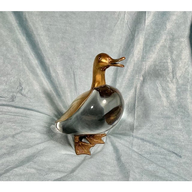 Vintage Mid Century Modern Brass and Glass Duck Luca Bojola for Licio Zanetti For Sale In Greenville, SC - Image 6 of 12