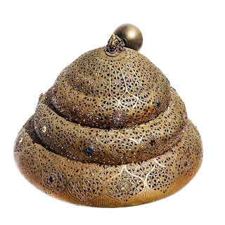 Moroccan Beehive Shape Ogee Filigree Brass Pendant Light For Sale