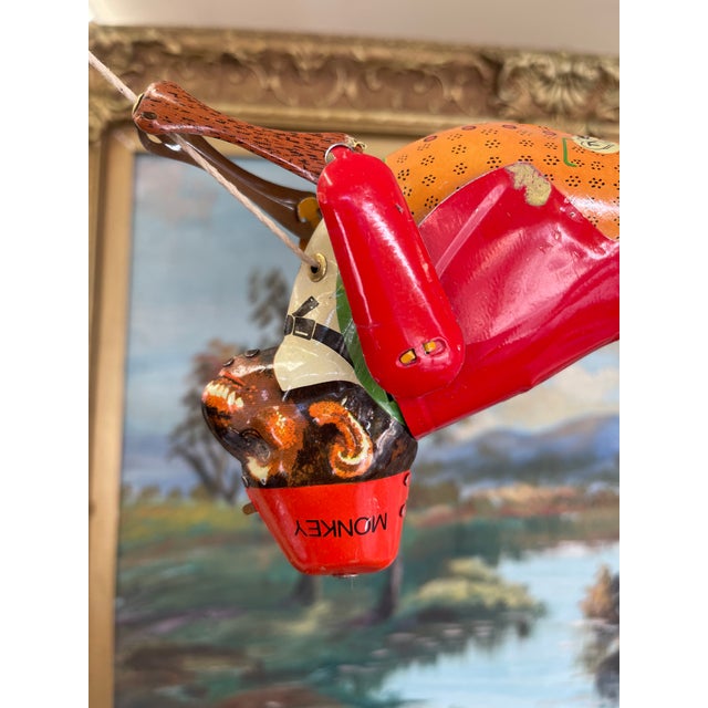 Vintage Mid-Century Tin Acrobat Monkey Toy Ms218 Made in China For Sale - Image 9 of 13